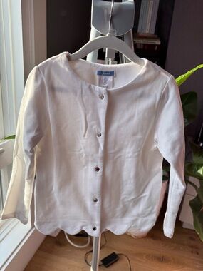 Jacadi White Snap-Front Girls' Top with Navy Label